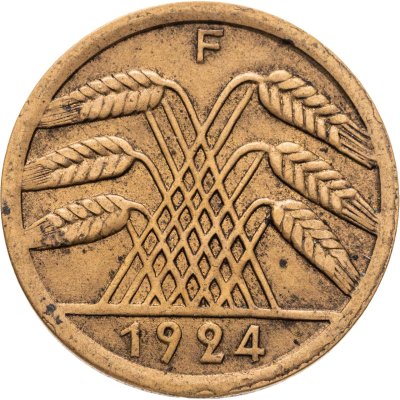купить Германия (Веймарская республика) 50 рентных пфеннигов 1924, знак монетного двора "F" — Штутгарт