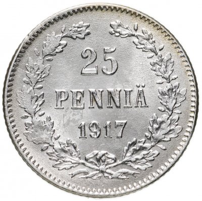Купить 25 пенни (pennia) 1917 S  гербовый орёл с коронами