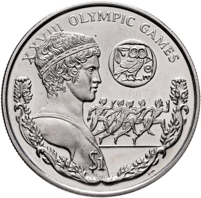 купить Британские Виргинские острова 1 доллар (dollar) 2004 "XXVIII летние Олимпийские Игры, Афины 2004 - бегуны"