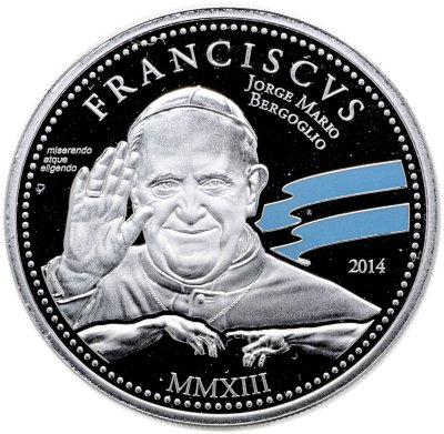 купить Острова Кука 2 доллара 2014 "Папа Франциск" в футляре с сертификатом