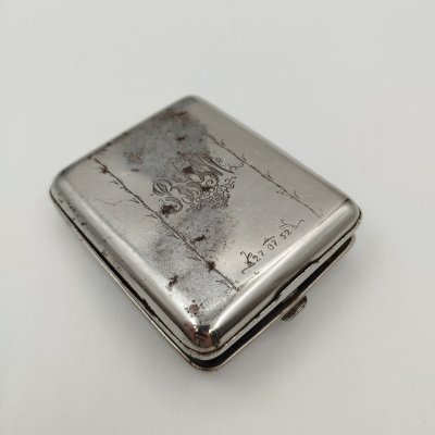 купить Портсигар с владельческой монограммой, металл, никелировка, СССР, 1952 г.