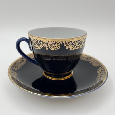 купить Пара кофейная, фарфор, крытье кобальтом, золочение, Ленинградский фарфоровый завод (ЛФЗ), СССР, 1970-1990 гг.