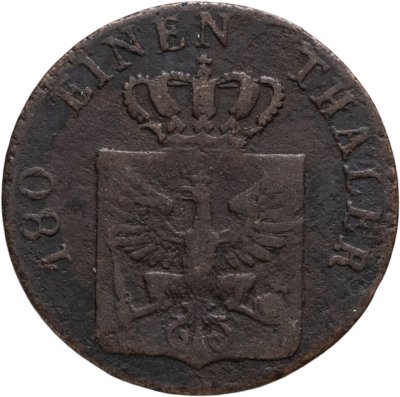 купить Германия, Пруссия 2 пфеннига 1821, знак монетного двора: "B" - Бреслау