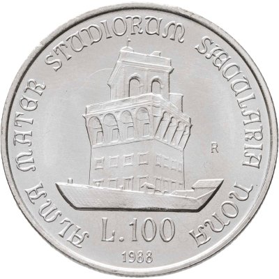 купить Италия 100 лир 1988 "900 лет Болонскому университету"