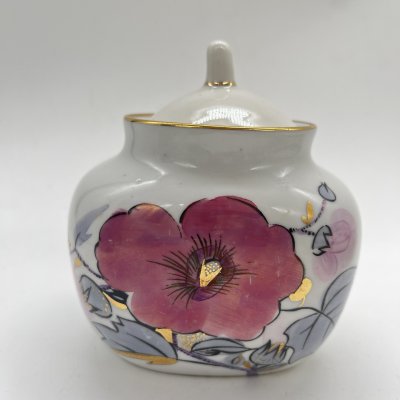 купить Чайница с расписным цветочным декором, фарфор, роспись, золочение, Ленинградский фарфоровый завод (ЛФЗ), СССР, 1960-1980 гг.