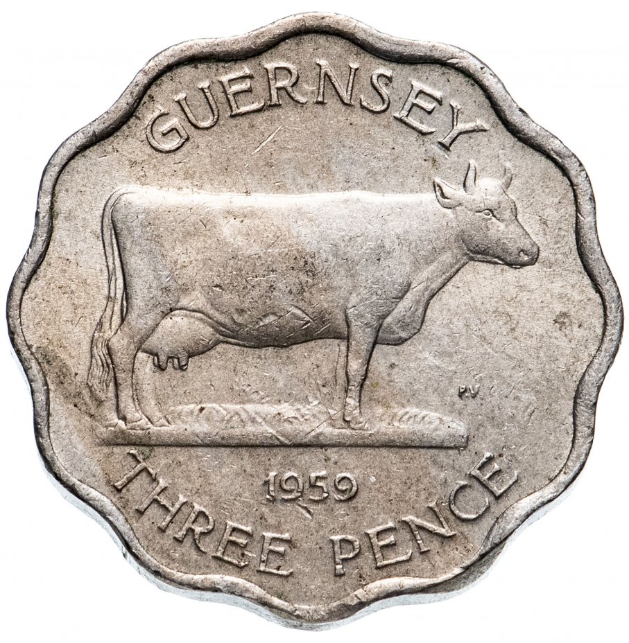купить Остров Гернси 3 пенса (pence) 1959 (толщина 2,6 мм)