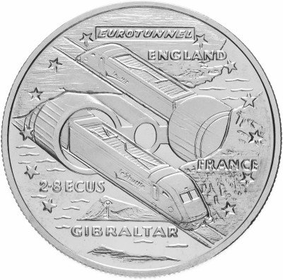 Купить Гибралтар 2.8 экю 1993 "Евротоннель под Ла-Маншем"