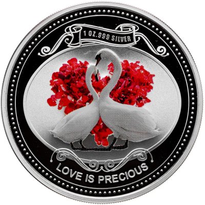 купить Остров Ниуэ 2 доллара 2010 «Любовь навсегда. Лебеди» в футляре