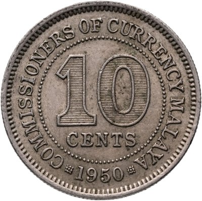 купить Малайя 10 центов (cents) 1950