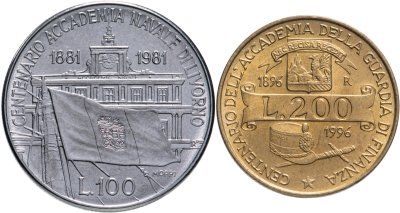 купить Италия набор 2 юбилейных монет 1981-1996г