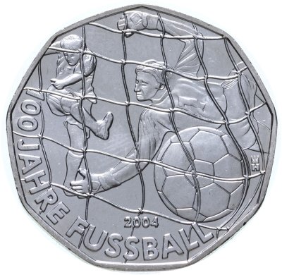 Купить Австрия 5 евро (euro) 2004 "100 лет футболу"