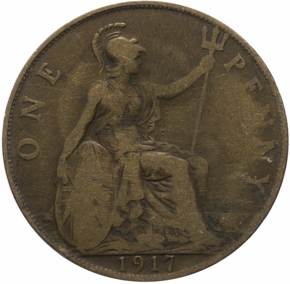 купить Великобритания 1 пенни 1911-1927 периода правления Георга V (большой портрет)