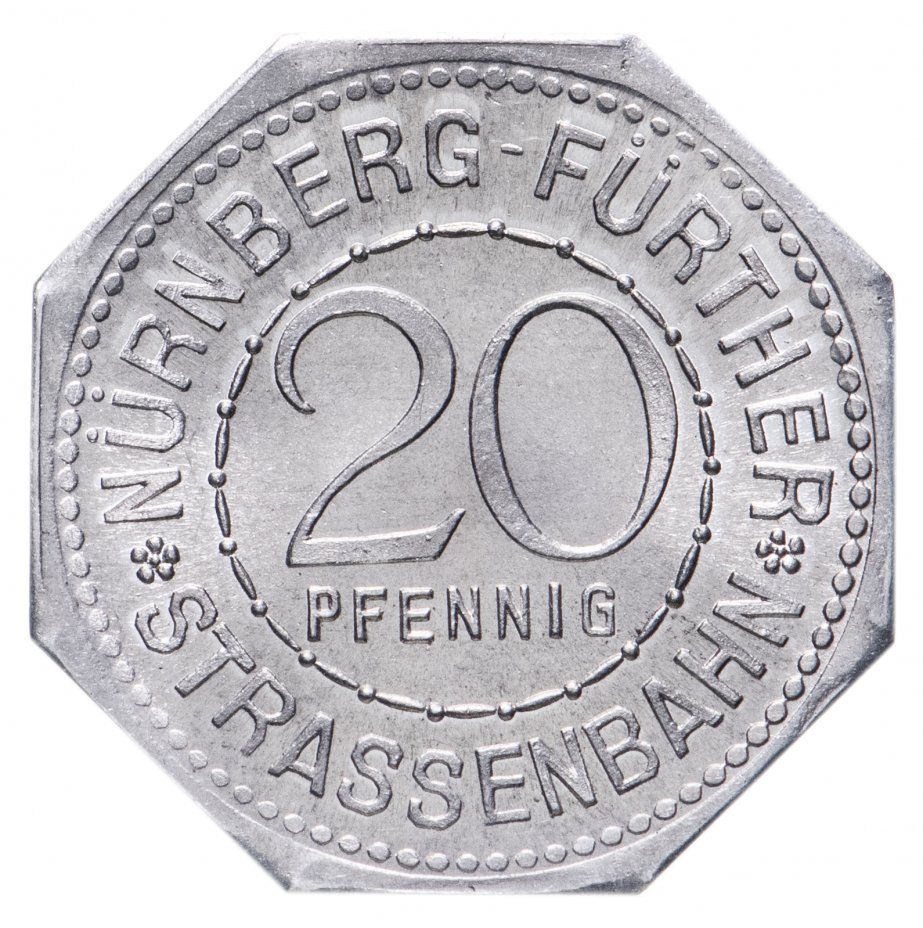 купить Германия, Нюрнберг 20 пфеннигов 1921 "Фонтан "Человек с гусями" (трамвайный жетон)