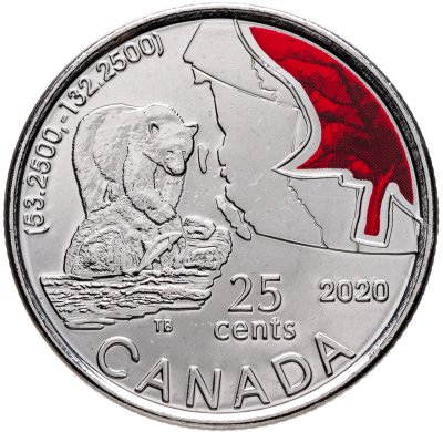купить Канада 25 центов 2020 "Соединение Канады - Медведь Кермоуд"