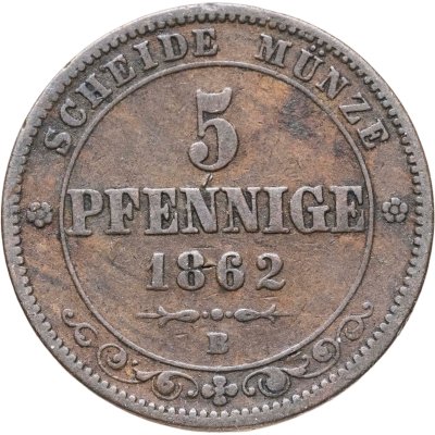 купить Германия (Саксония) 5 пфеннигов 1862 В