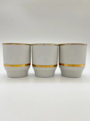 купить Набор из 3 стаканов, в подборе, фарфор, золочение, Дулевский фарфоровый завод (Дулёво), СССР, 1989 г.