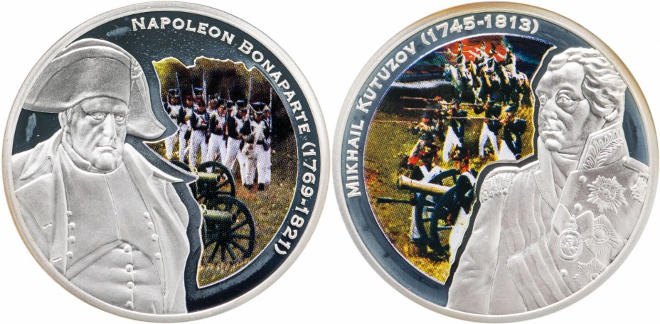 купить Ниуэ набор из 2х монет 1 доллар 2010 "Война 1812 г: Кутузов и Наполеон" в подарочной упаковке