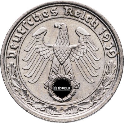 купить Германия, Третий рейх 50 рейхспфеннигов (reichspfennig) 1939, знак монетного двора "A"