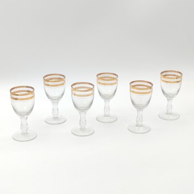 купить Набор рюмок с золотой каймой на 6 персон, стекло, золочение, СССР, 1970-1990 гг.