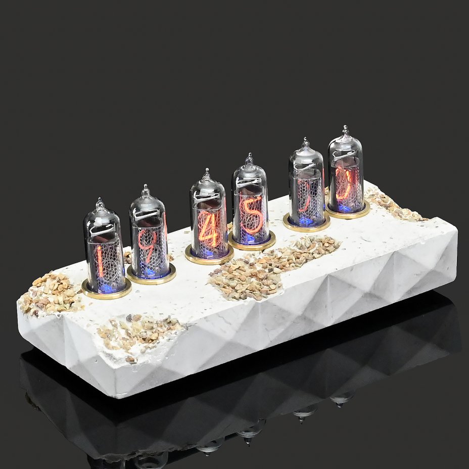 Купить Часы настольные "Сатурн Б", белая эрозия, металл, стекло, Российская Федерация, 2025 г.