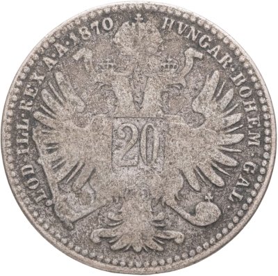 купить Австрия 20 крейцеров (kreuzer) 1870