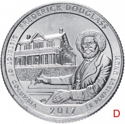 купить США 1/4 доллара (25 центов, квотер) 2017 D — "Национальный исторический памятник - дом Фредерика Дугласа" (37-й парк), знак монетного двора: "D" - Денвер