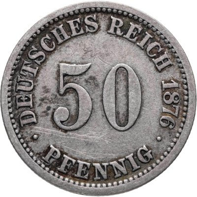 купить Германия 50 пфеннигов (pfennig) 1876, знак монетного двора: "A" - Берлин
