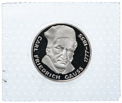 купить Германия 5 марок 1977 200 лет со дня рождения Карла Фридриха Гаусса в запайке