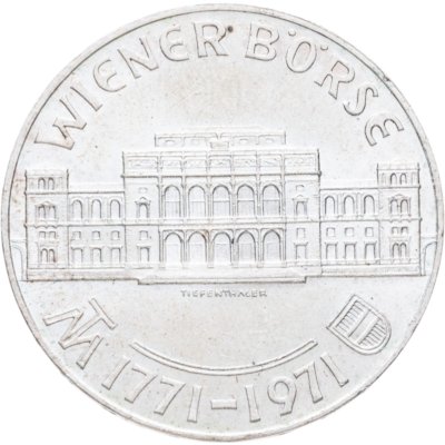 Купить Австрия 25 шиллингов (shillings) 1971  200 лет Венской бирже
