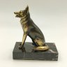 Купить Статуэтка "Овчарка" на постаменте, металл, камень, золочение, Западная Европа, 1970-1990 гг.