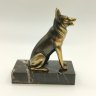 Купить Статуэтка "Овчарка" на постаменте, металл, камень, золочение, Западная Европа, 1970-1990 гг.