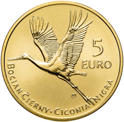 купить Словакия 5 евро 2023 "Черный аист" в капсуле