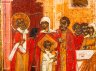 Купить Икона "Возвращение Агрикова сына Василия из сарацинского плена" из жития Николая Чудотворца, дерево, темпера, Российская империя, 1850-1900 гг.