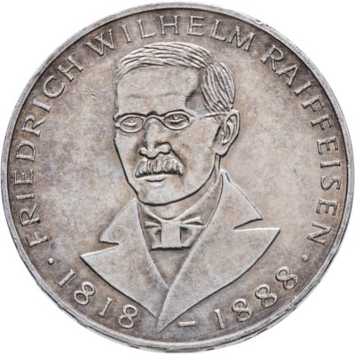 купить Германия 5 марок 1968 "150 лет со дня рождения Фридриха Вильгельма Райффейсена"