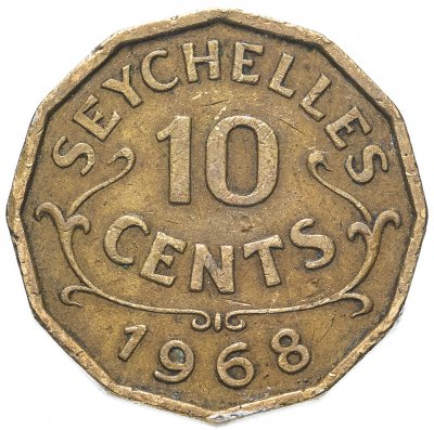Купить Сейшелы 10 центов (cents) 1968