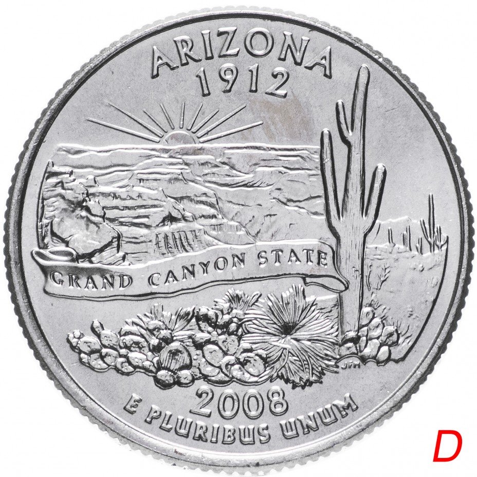 купить США 1/4 доллара (квотер, 25 центов) 2008 D "Штат Аризона"