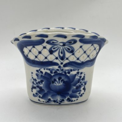 купить Салфетница с расписным цветочным декором, Гжель, керамика, роспись, Россия, 1990-2010 гг.