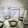 Купить Набор стаканов на ножке с линейным декором на 6 персон, стекло, выдувание, подрисовка, золочение, СССР, 1960-1980 гг.
