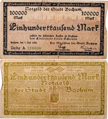 купить Германия, Нотгельд, Бохум 100000 марок 1923