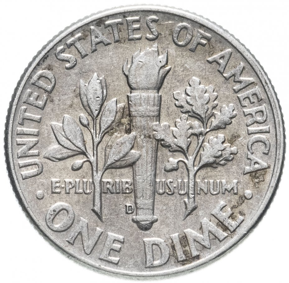 купить США 10 центов (дайм, one dime) 1964 D Silver Roosevelt Dime (Рузвельт)