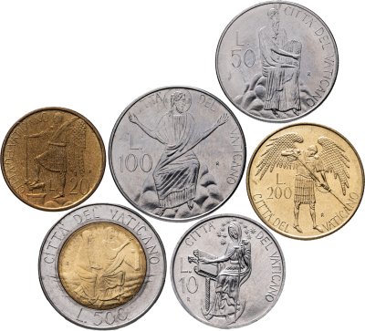 купить Ватикан набор из 6 монет 1986 (10, 20, 50, 100, 200, 500)