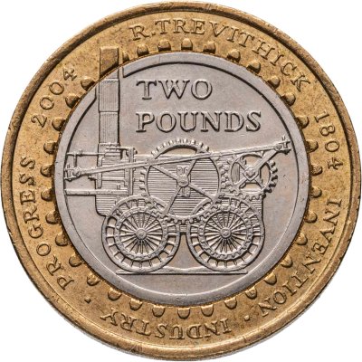купить Великобритания 2 фунта (pounds) 2004 "200 лет первому паровозу Ричарда Тревесика"