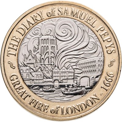 купить Джерси 2 фунта 2025 "200 лет публикации дневника Сэмюэля Пипса - Великий лондонский пожар"