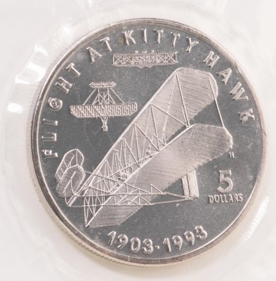 купить Маршалловы острова 5 долларов 1993 «Самолет Flight At Kitty Hawk»