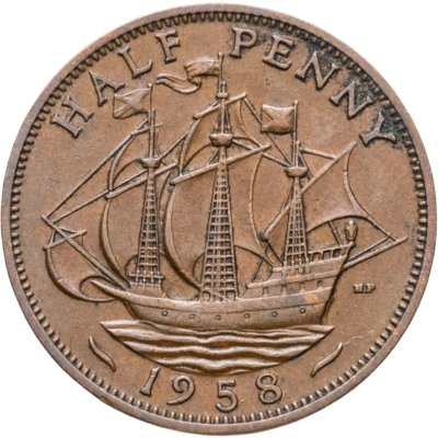 купить Великобритания 1/2 пенни (penny) 1958