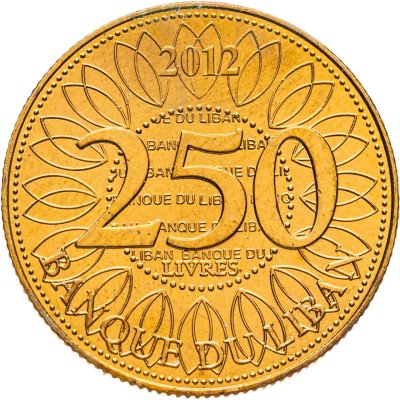 купить Ливан 250 фунтов (ливров, livres) 2012 "Счастливая монета"