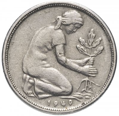 купить Германия 50 пфеннигов (pfennig) 1949 F