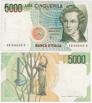 купить Италия 5000 лир 1985