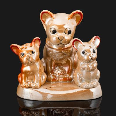 купить Набор для специй "Собака с щенятами", Wagner & Apel (?), фарфор, люстр, роспись, Германия, 1950-1960 гг.