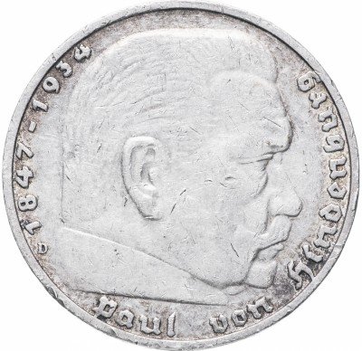 купить Фашистская Германия 5 рейхсмарок 1936 D
